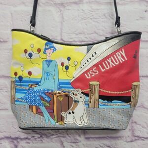 Rolfs Mini Leather Scenic Handbag USS Luxury Woman Dog Voyage Travel Whimsical